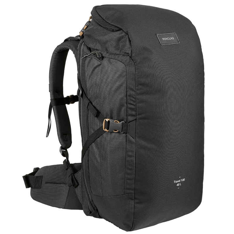 MOCHILA TREKKING 40 LITROS TREK 100 NEGRO - Decathlon