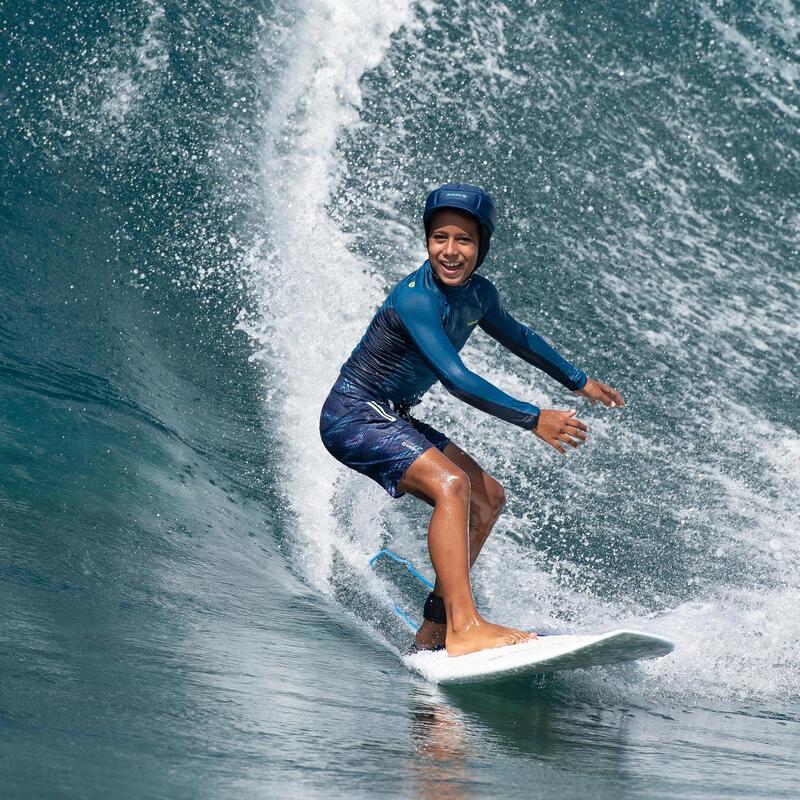 Lange Boardshorts Surfen 900 Tween Obscurwave Kinder blau