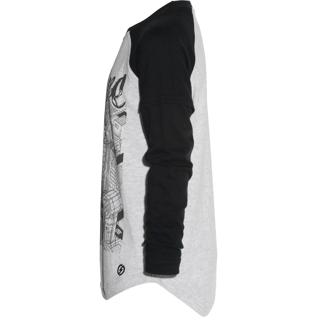 Skatershirt Longsleeve Play Explore Kinder schwarz/weiß