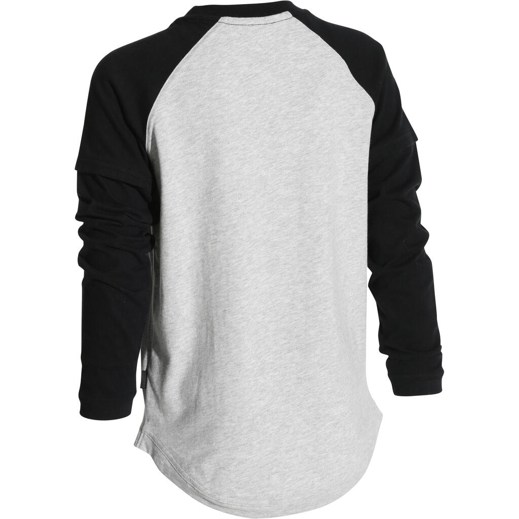 Skatershirt Longsleeve Play Explore Kinder schwarz/weiß
