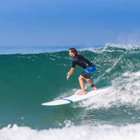 Boardshorts Surfen Herren mittellang 500 Tropicsquare blau/schwarz