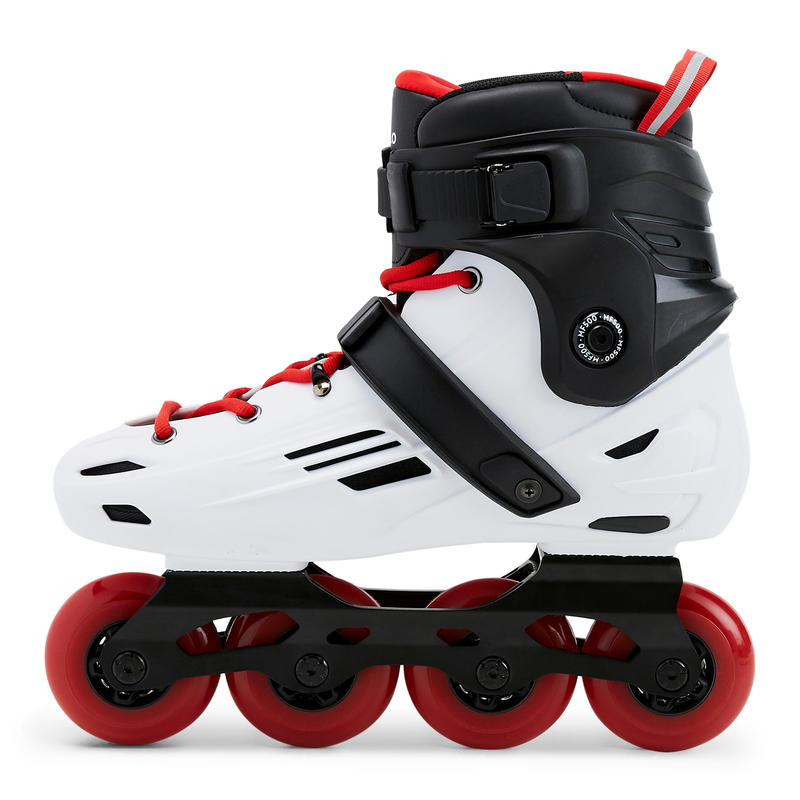 Patines Patinaje Freeride Freeskate Oxelo Mf 500 Bota Dura Adulto Blanco Rojo