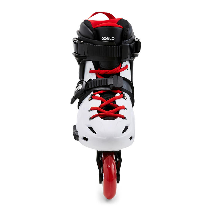 Patines Patinaje Freeride Freeskate Oxelo Mf 500 Bota Dura Adulto Blanco Rojo