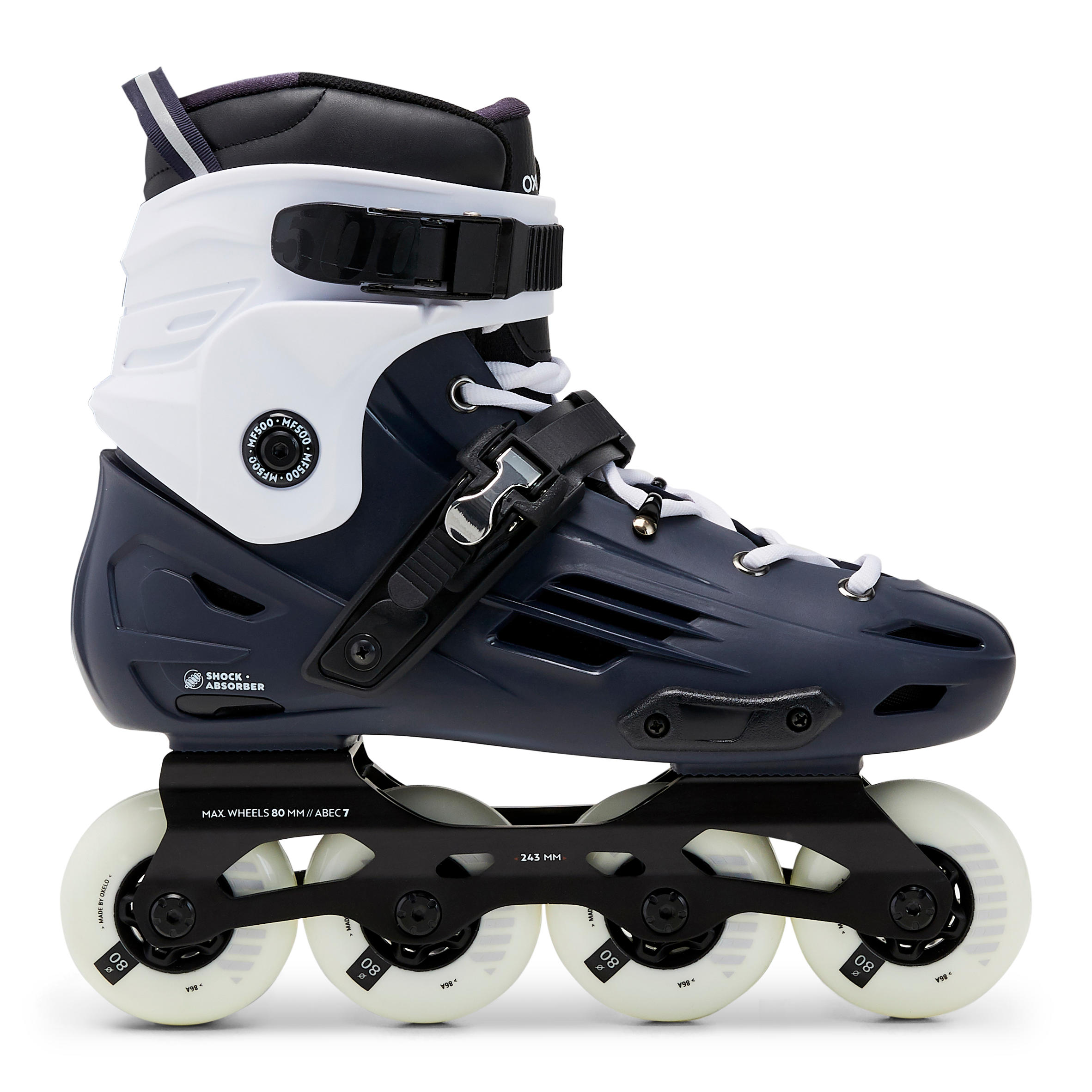 Adult Freeride Hardboot Inline Skates Mf500 Blue White