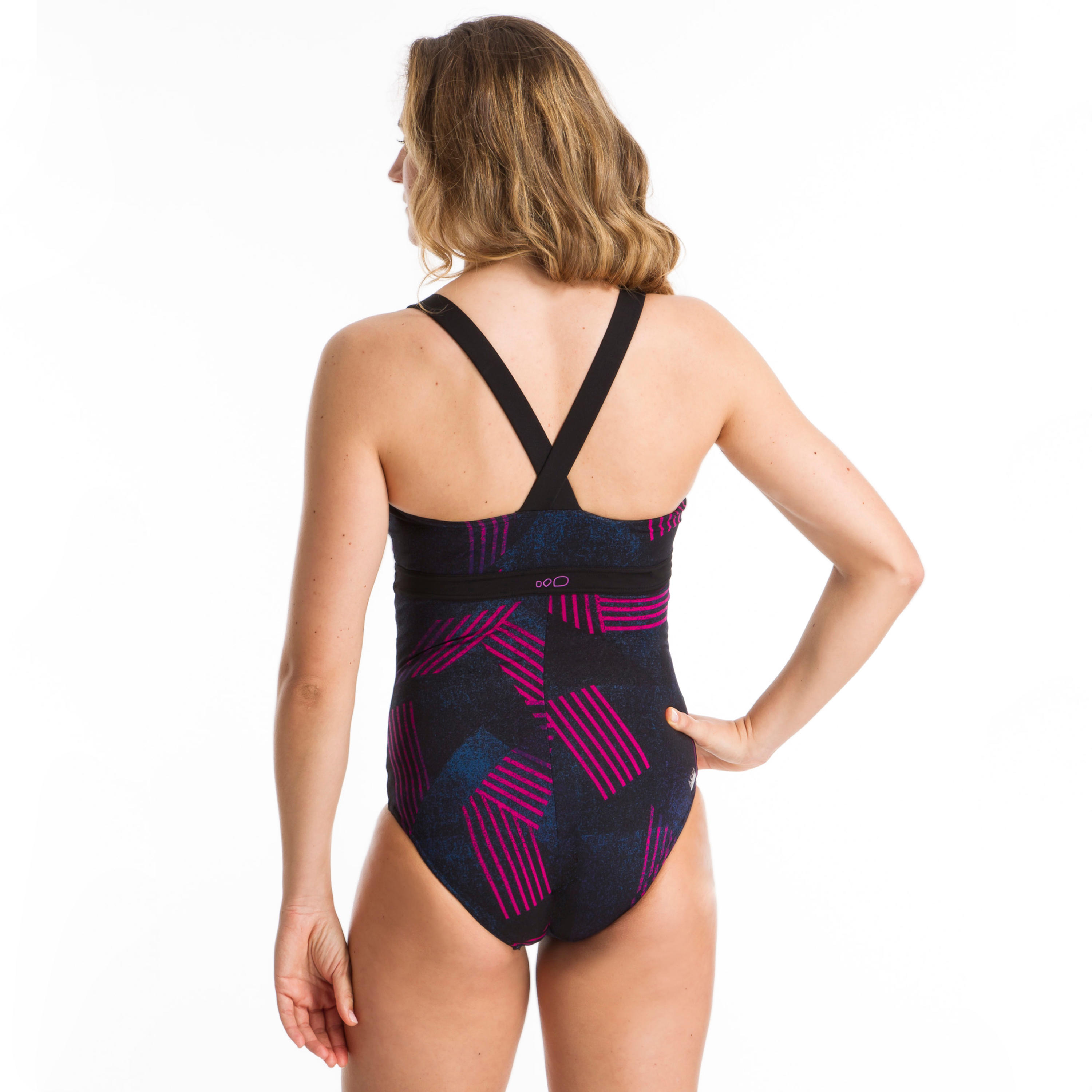 Women's Aquafitness One-Piece Swimsuit Anna - All Rib Blue 4/7
