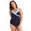 Jednodijelni kupaći kostim za vježbanje u vodi Karli plavi/zeleni