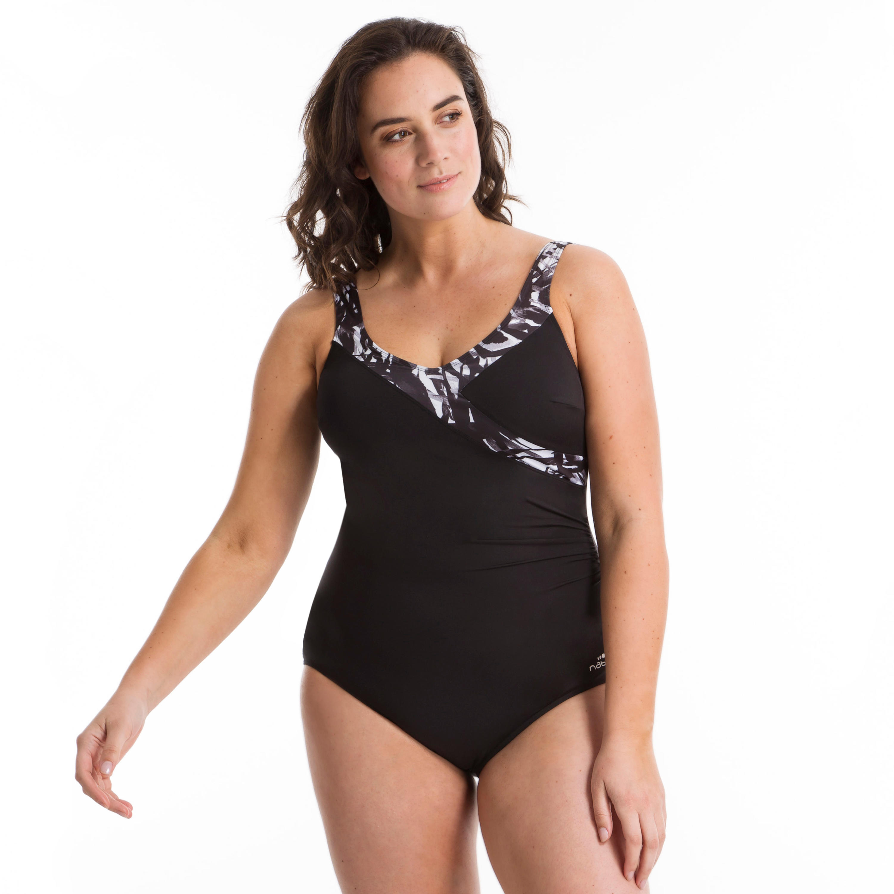 Women's One-Piece Body-Sculpting Aquafitness Swimsuit - Karli Boo Black 2/7