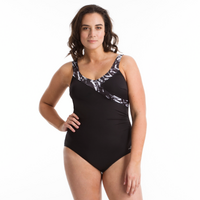 Maillot de bain une pièce femme gainant d&#039;aquagym Karli Noir Boo