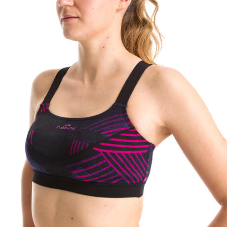 Women S Aquafitness Swimsuit Top Anna All Rib Blue Nabaiji