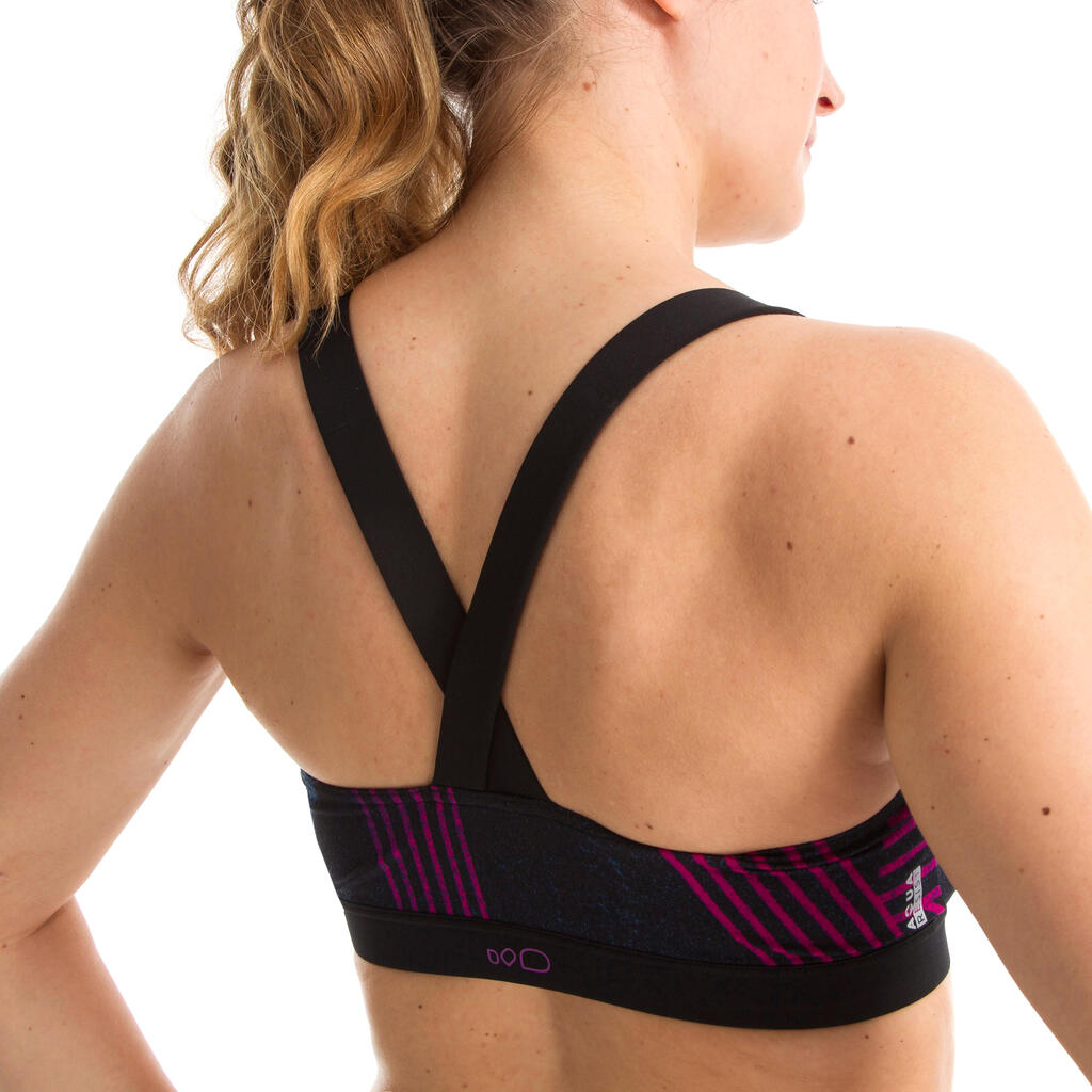 Sportbikini Oberteil Aquafitness Anna Damen schwarz/orange
