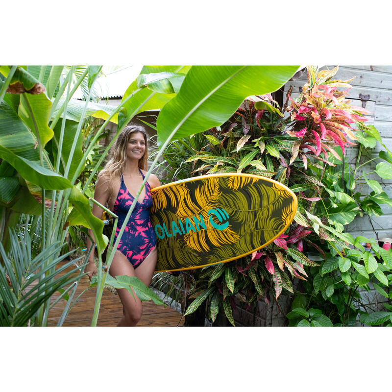 Bañador Mujer surf escote V rosa tropical