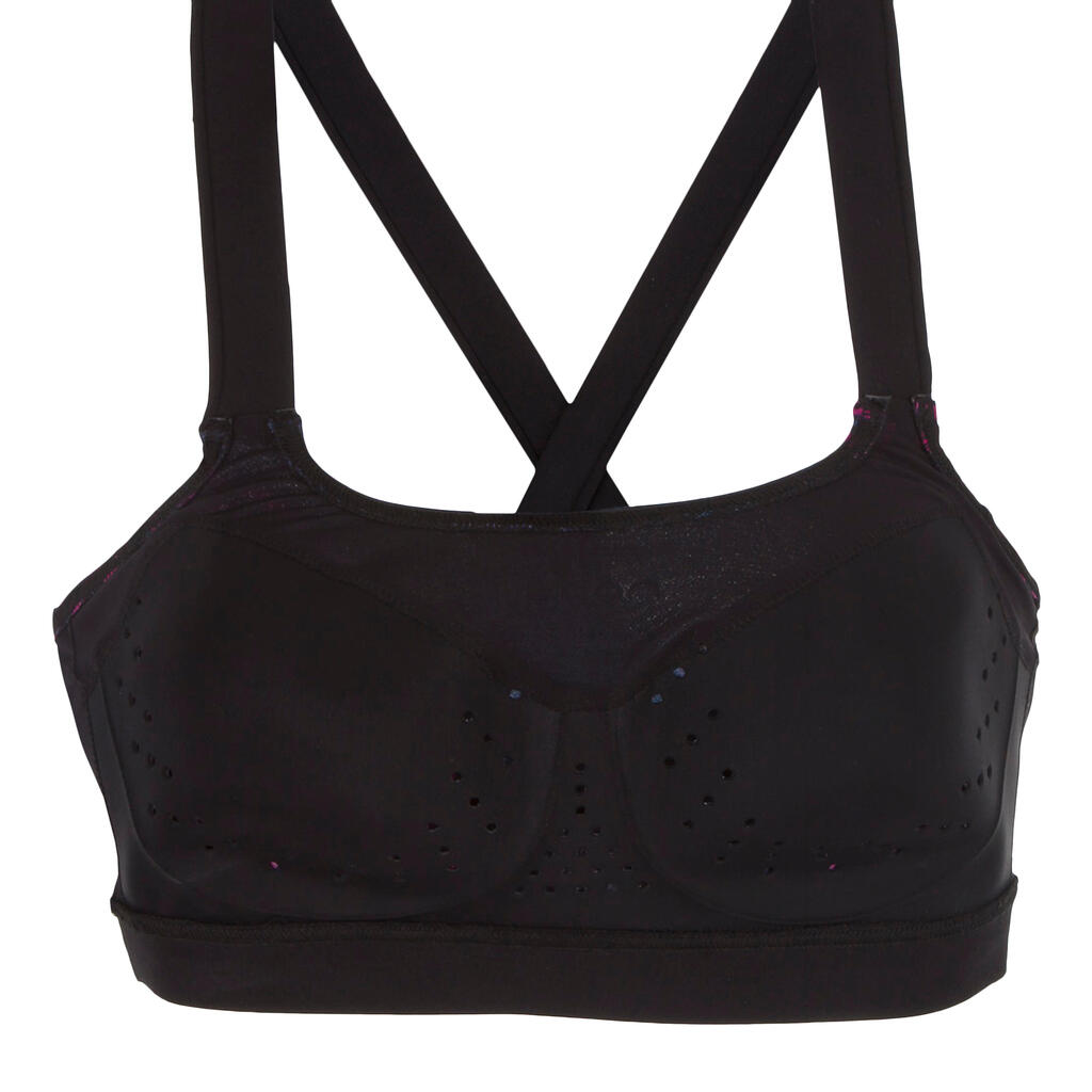 Sportbikini Oberteil Aquafitness Anna Damen schwarz/orange