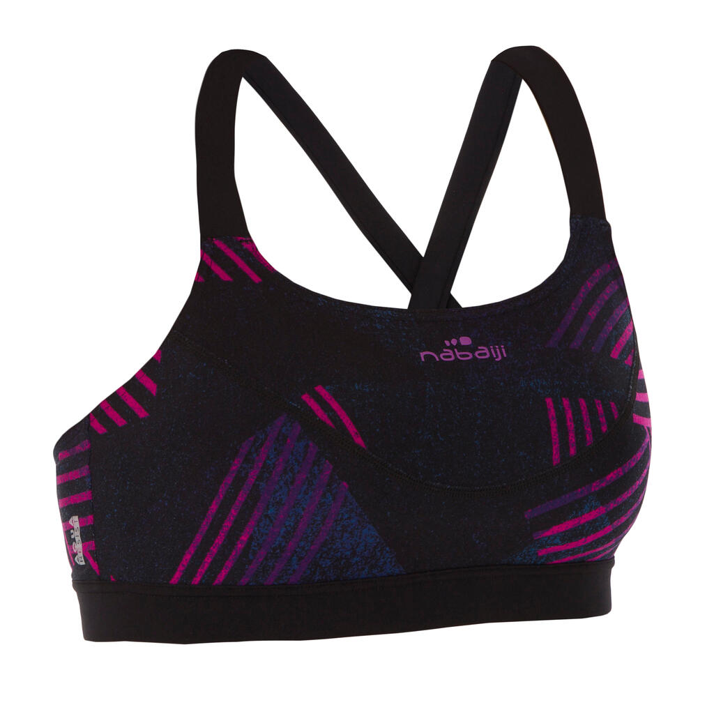 Sportbikini Oberteil Aquafitness Anna Damen schwarz/orange