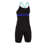 Anna one-piece women's long combishort Aquafitness swimsuit - Black blue