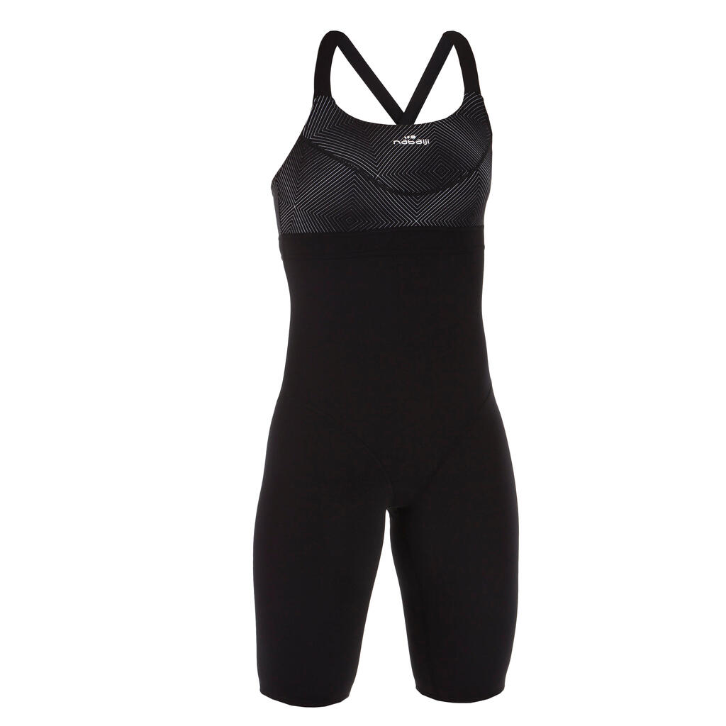 Women's 1-Piece Aquabiking Jammer Swimsuit  Anna Black Square