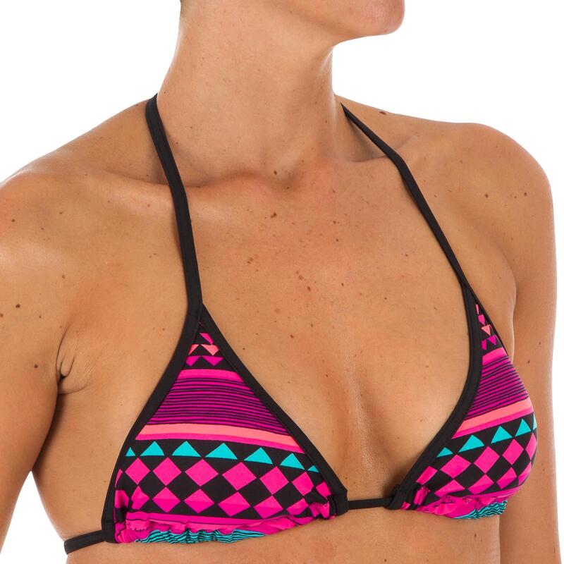 HAUT DE MAILLOT DE BAIN FEMME TRIANGLE COULISSANT AVEC COQUES MAE GIO ROSE