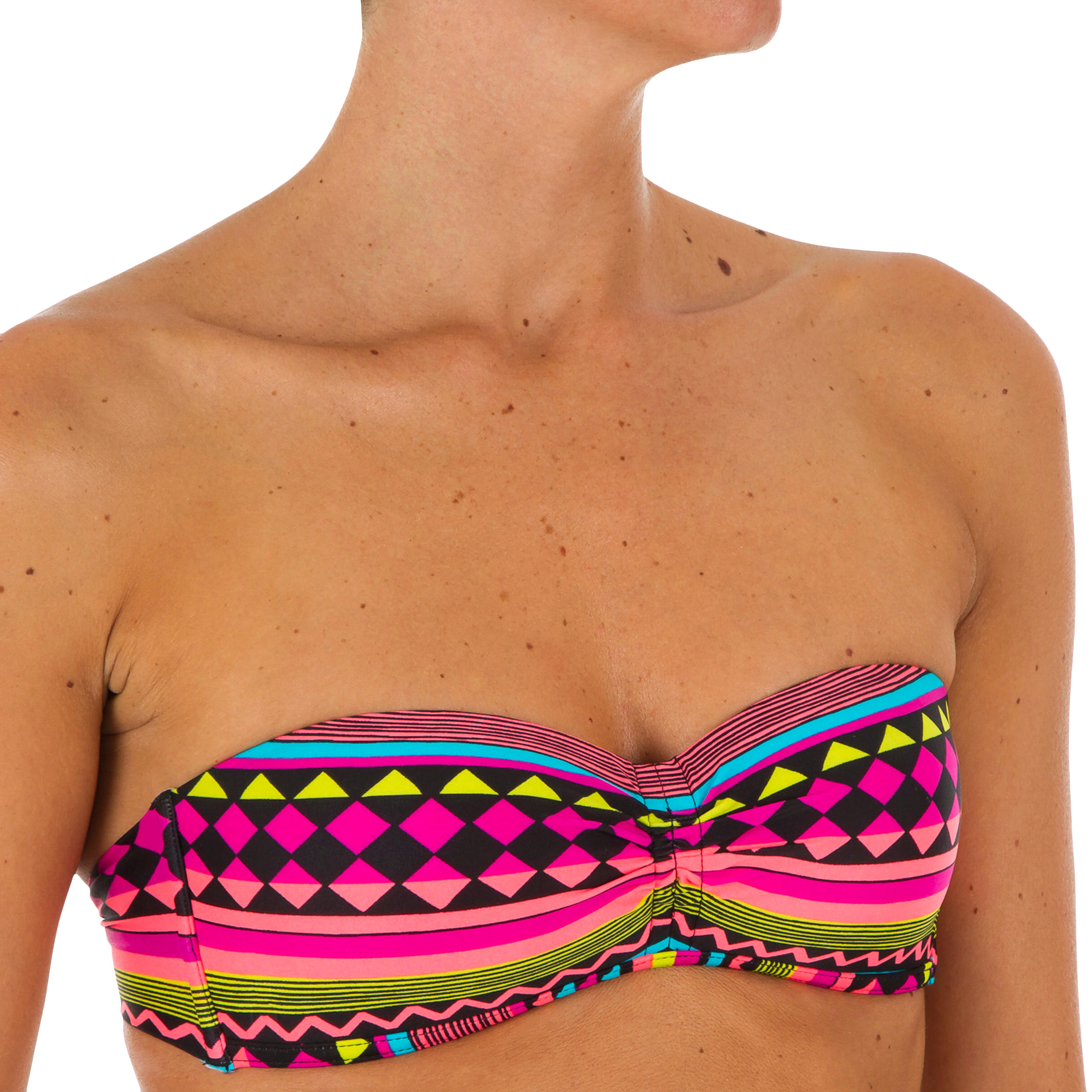 Bandeau surfer swimsuit top with fixed padded cups LAETI GIO MULTI 6/9