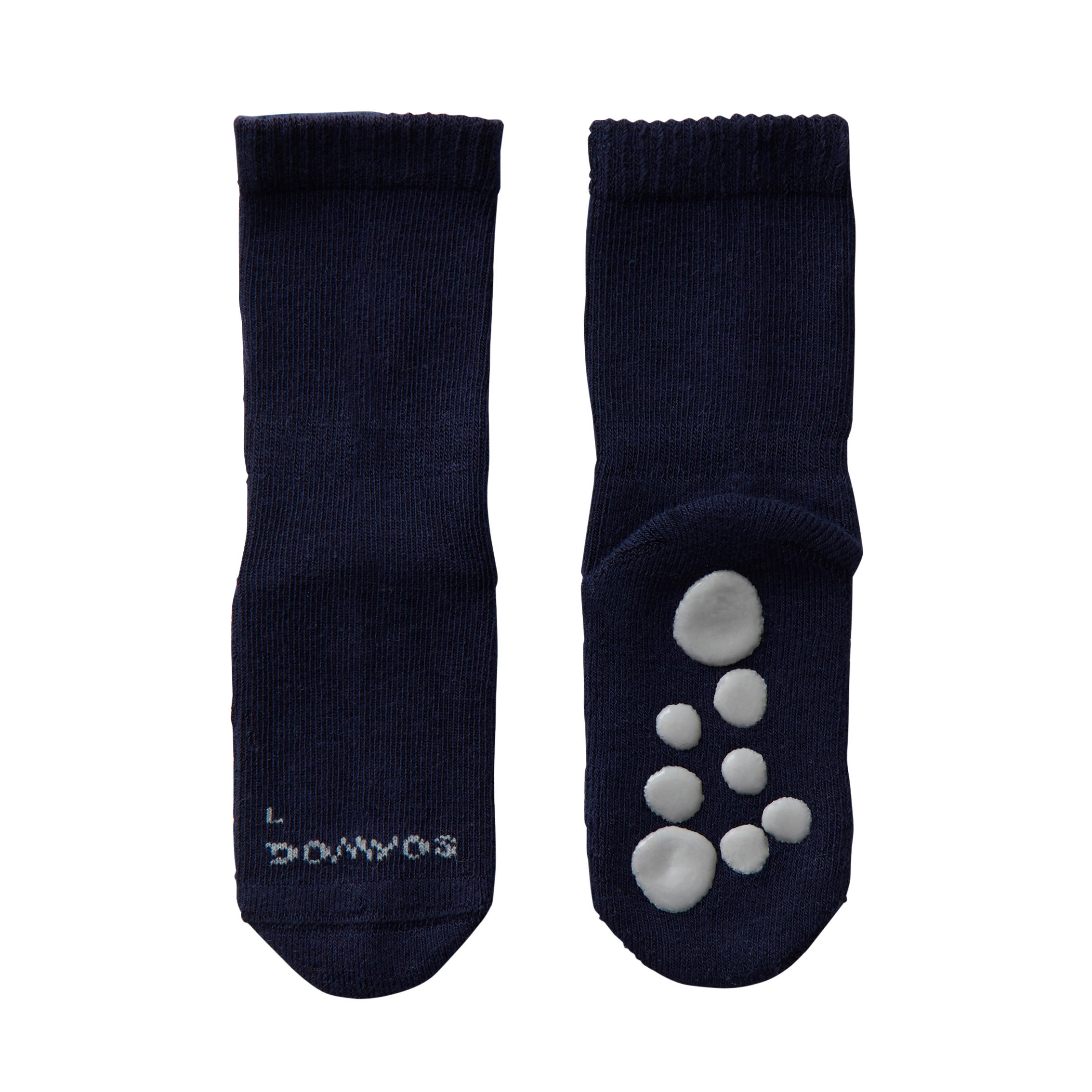 500 Non-Slip Gym Socks Twin-Pack - Navy/Mottled Grey 3/4