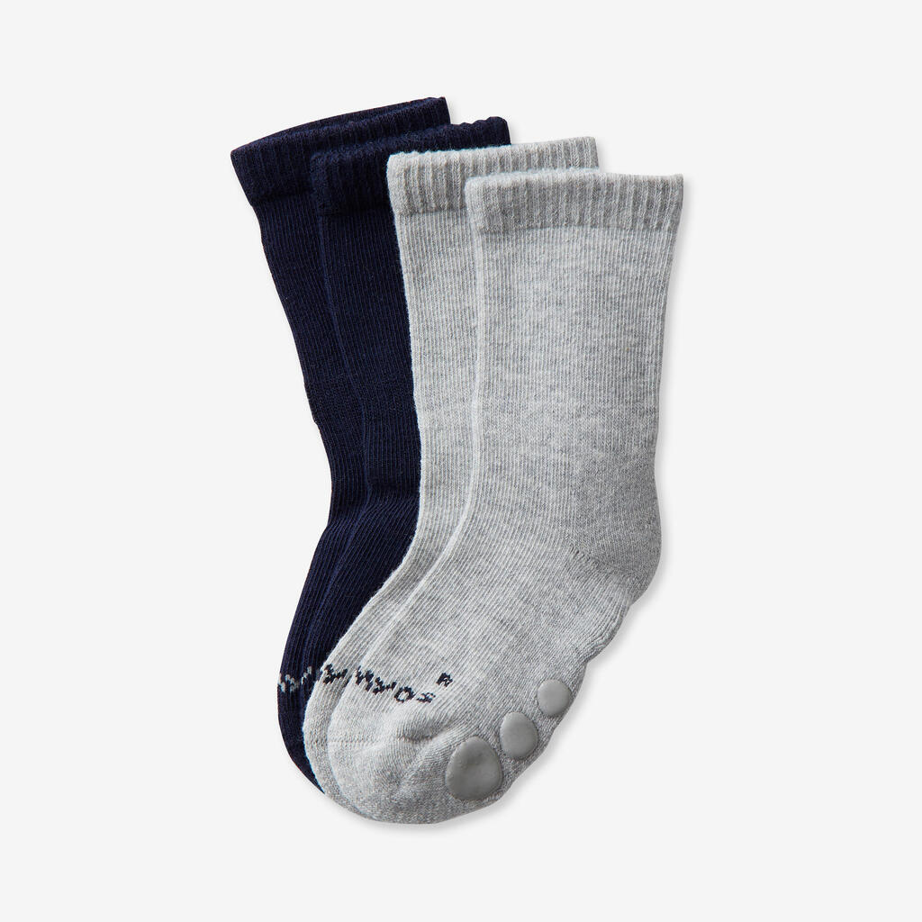 Detské ponožky 500 2 páry na cvičenie modro-biele 