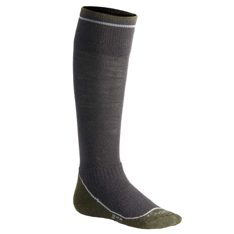 KID COLD WEATHER RIDING GLOVES/SOCKS Horse Riding - 500 Warm Socks - Grey/Khaki FOUGANZA - Horse Riding