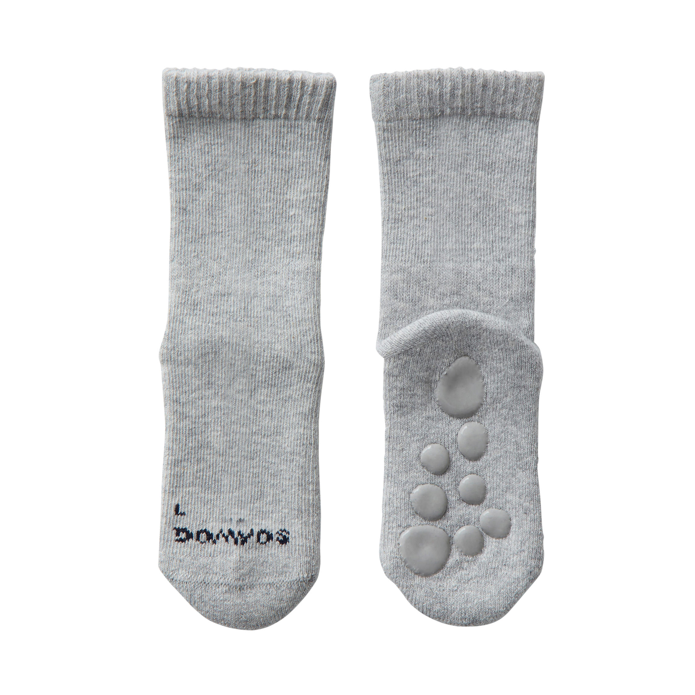 500 Non-Slip Gym Socks Twin-Pack - Pink/Mottled Grey 3/4