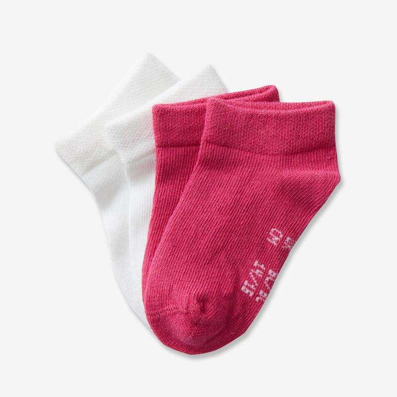 Turnsocken 100 Low Baby 2-er-Pack rosa/weiß