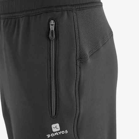 S500 Boys' Warm Regular-Fit Breathable Synthetic Gym Bottoms - Black