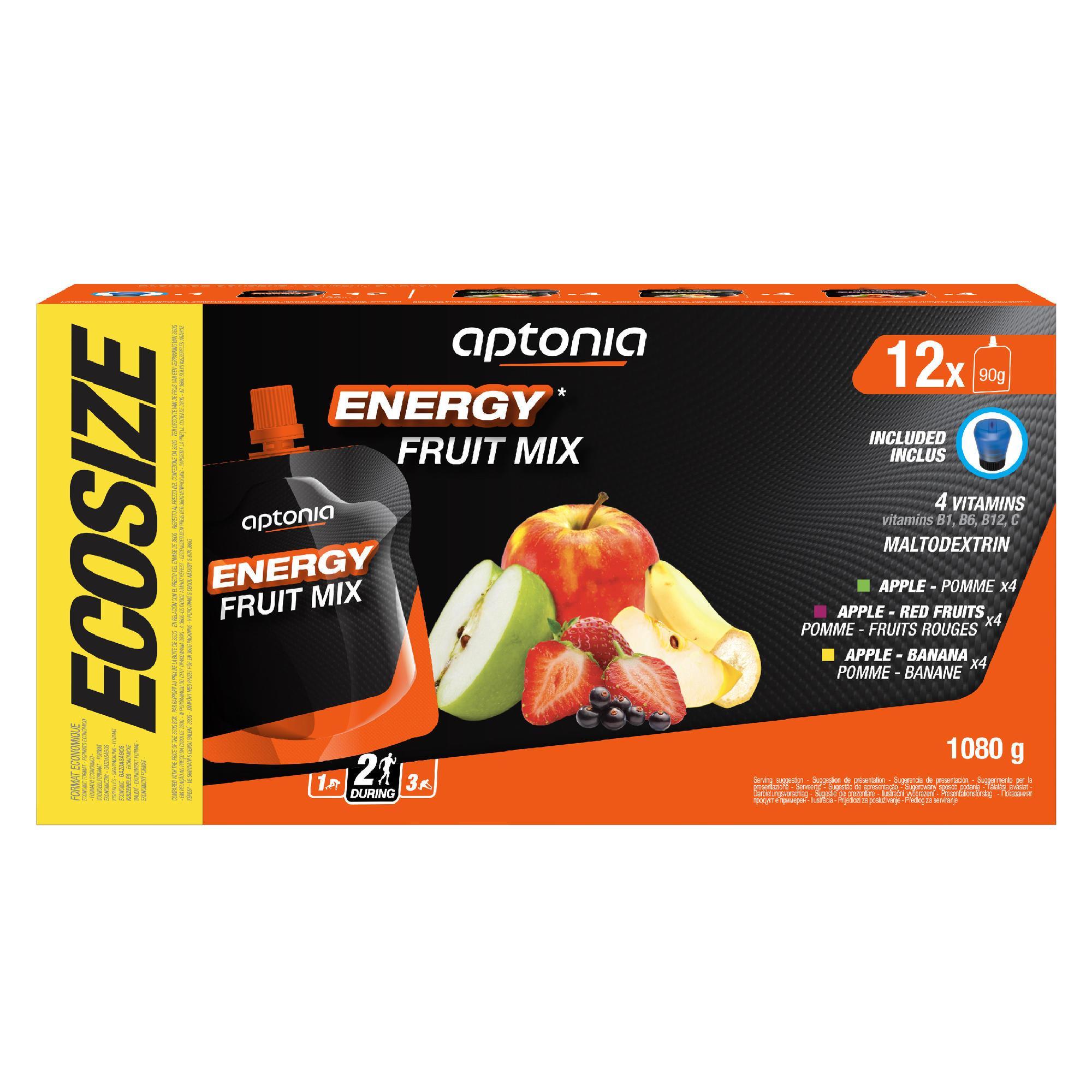 Spécialité de fruits énergétique 12x90g Pomme, Pomme-Banane, Pomme-Fruits Rouges - Aptonia