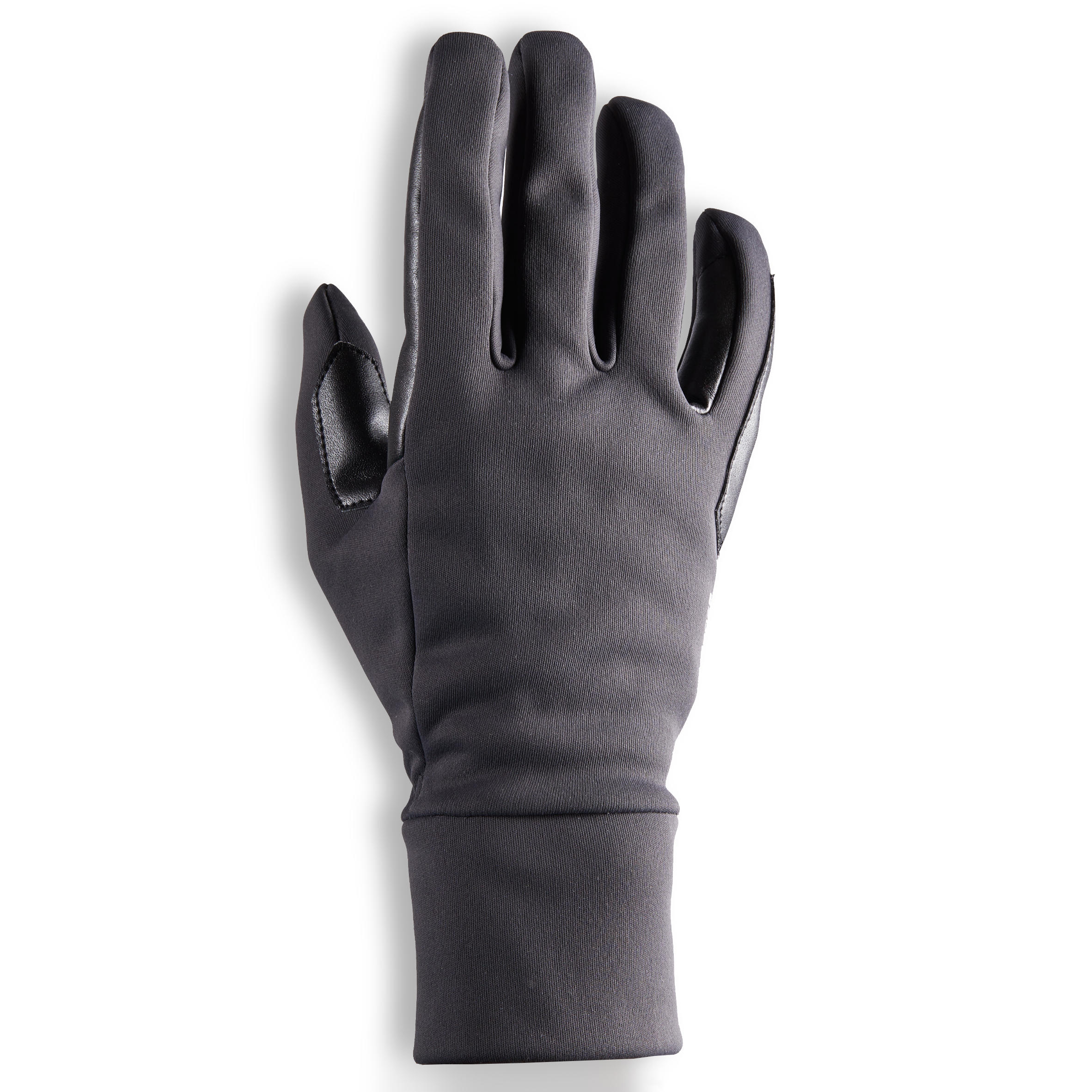 100 Warm Horseback Riding Gloves Dark Grey Carbon grey, black