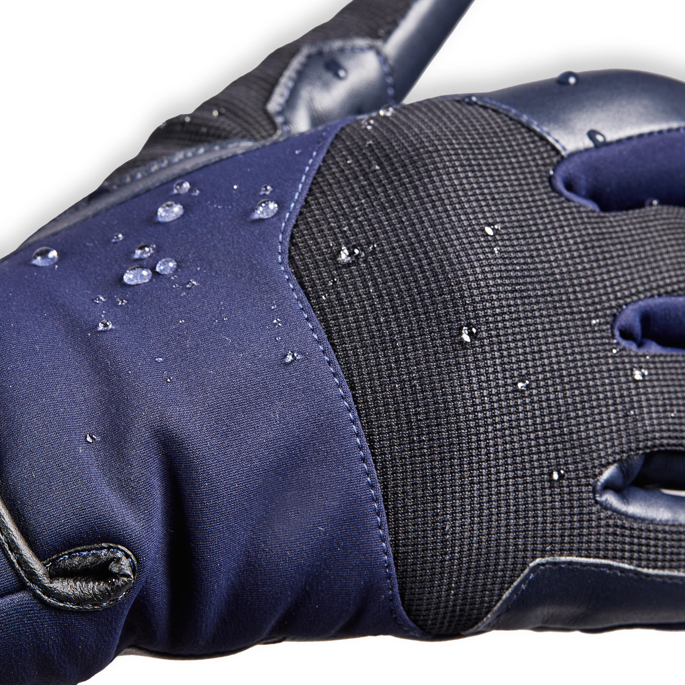 Women's Water-Repellent Horse Riding Gloves 560 Warm - Navy/Black 8/8