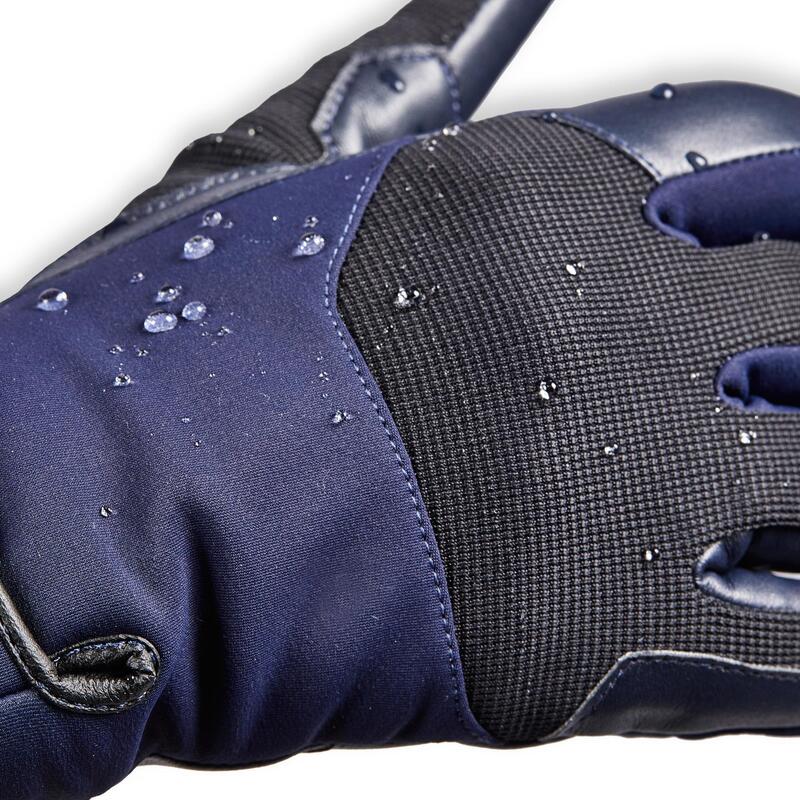 Gants d'équitation chauds et déperlants Femme - 560 WARM marine/noir