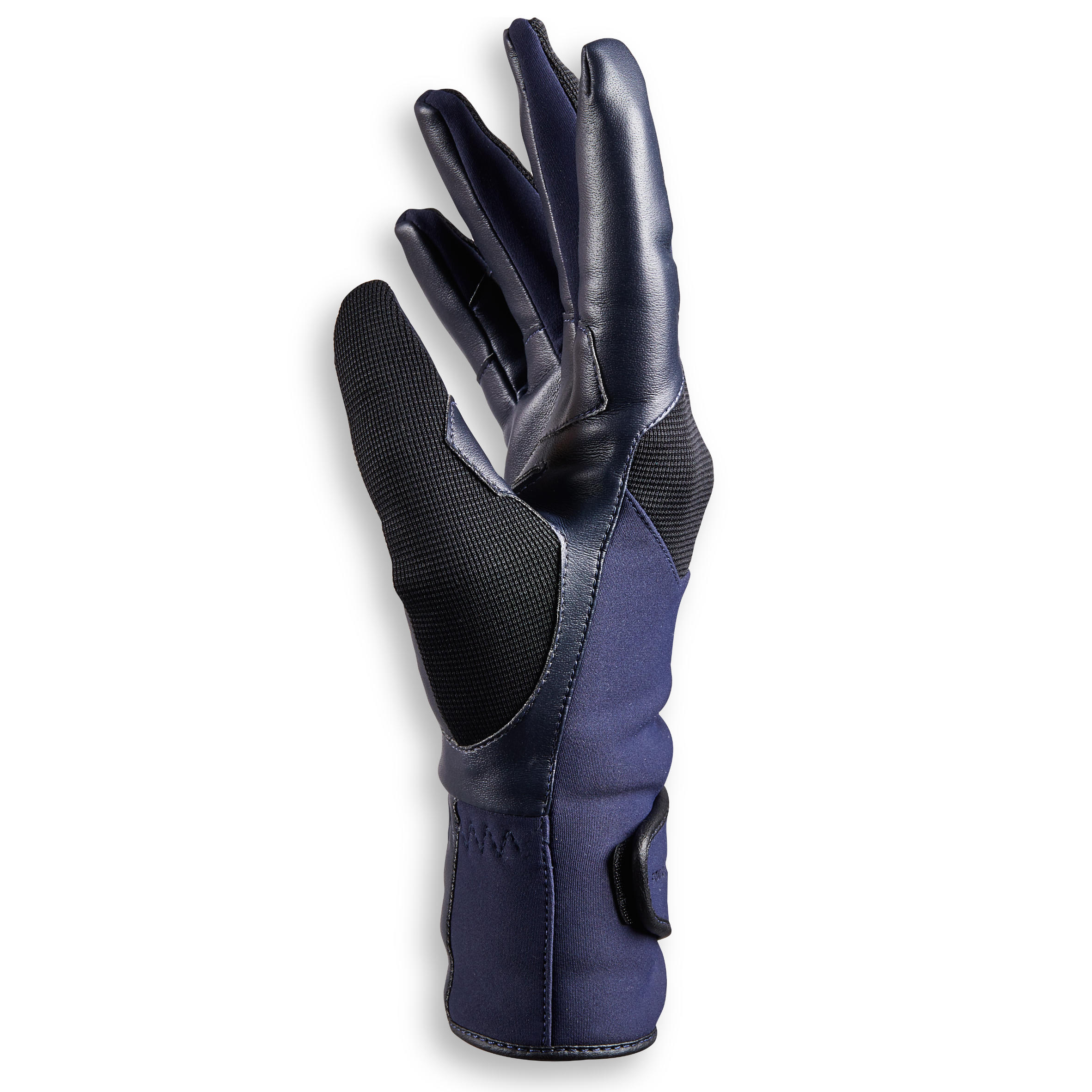 Women's Water-Repellent Horse Riding Gloves 560 Warm - Navy/Black 3/8