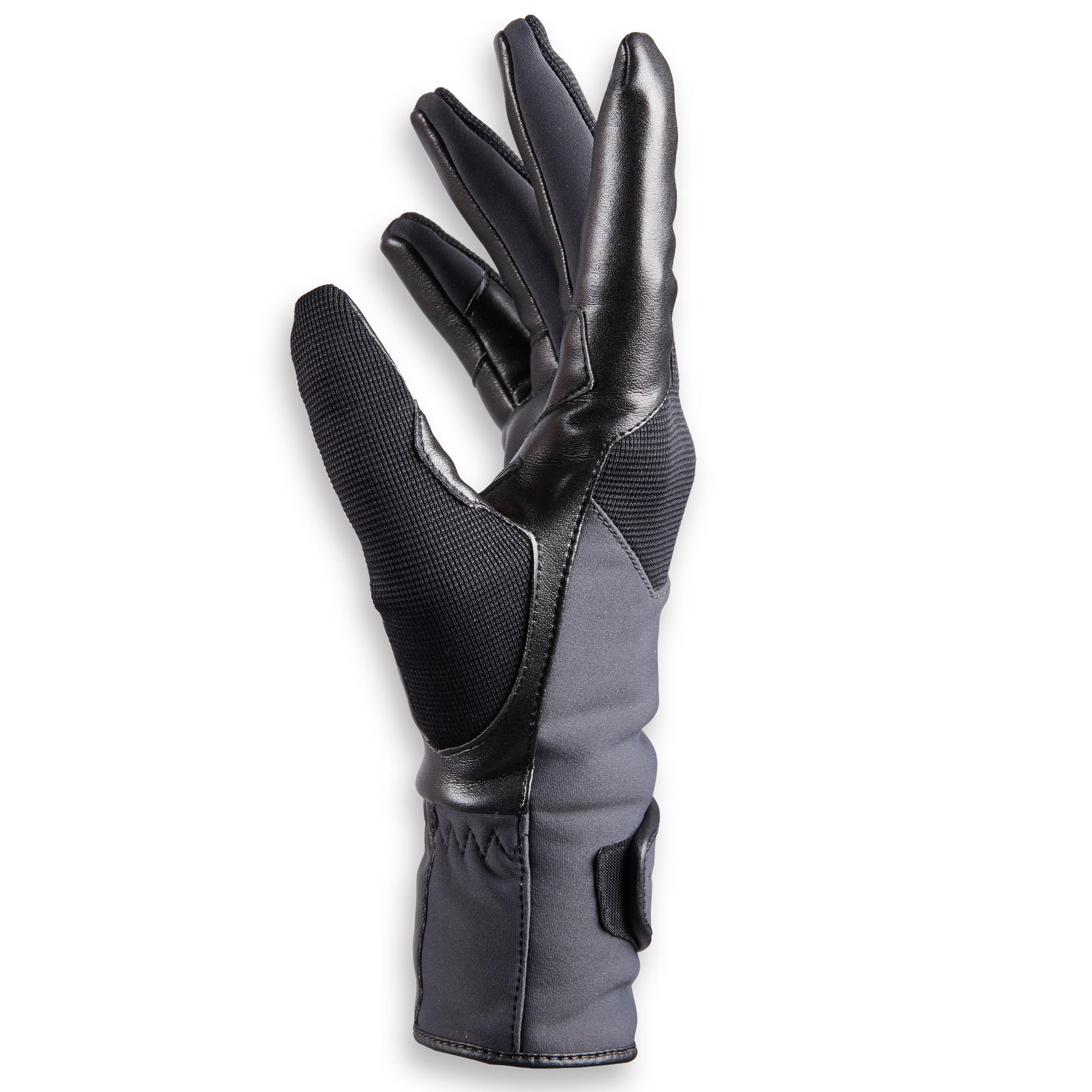 Women's Water-Repellent Horse Riding Gloves 560 Warm - Grey/Black 3/9