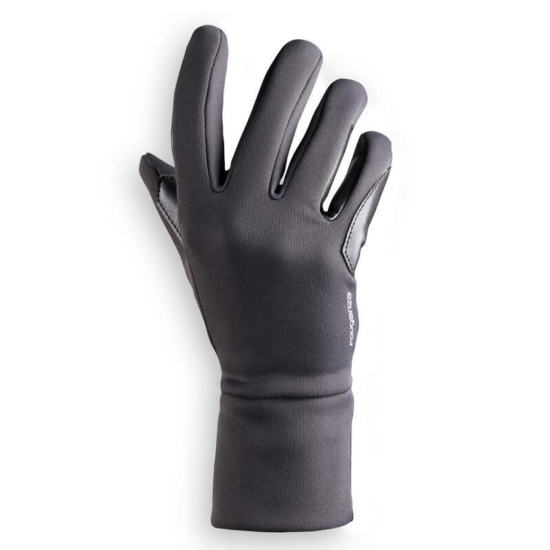 Dětské jezdecké fleecové rukavice 100 WARM tmavě šedé