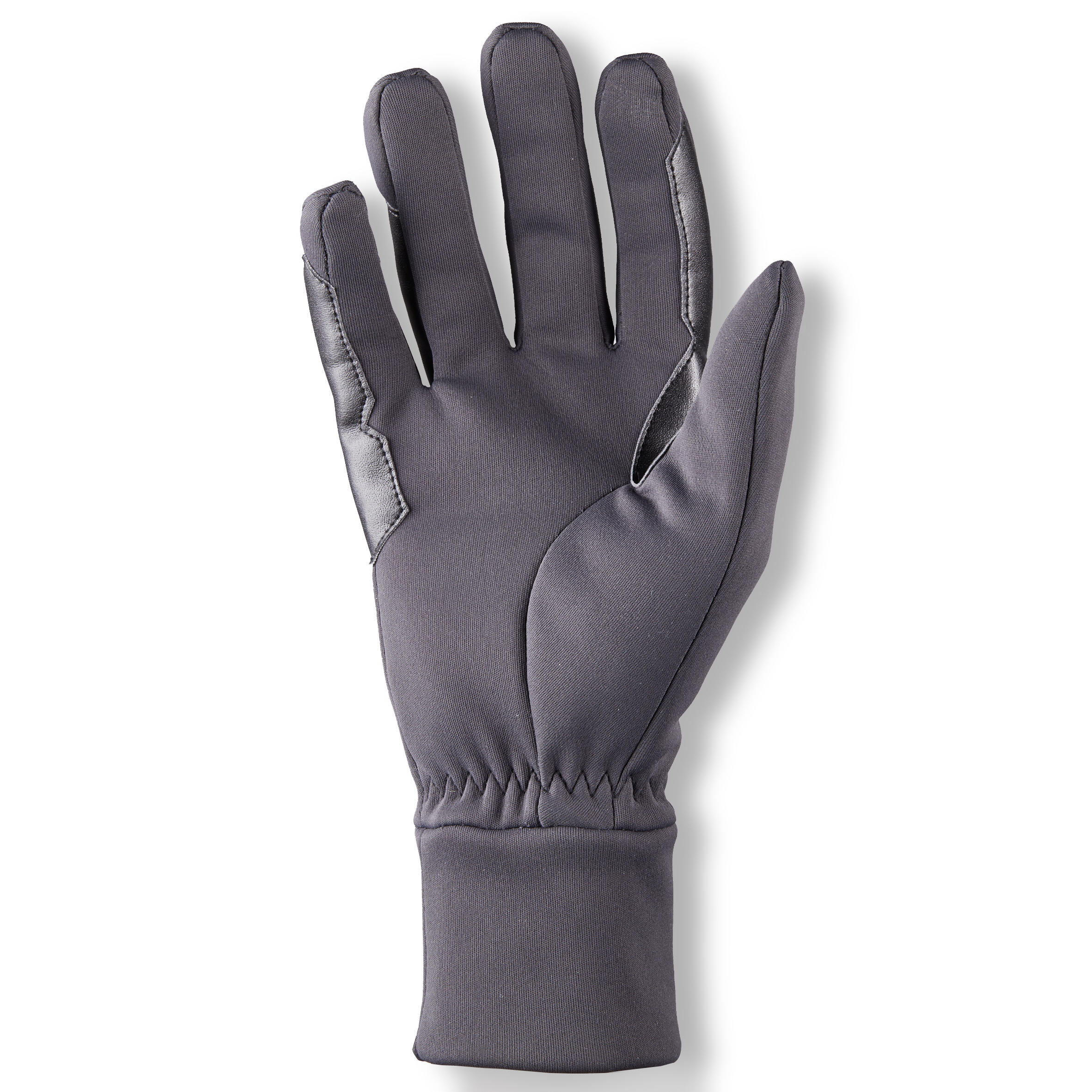 100 Warm Horseback Riding Gloves Dark Grey Carbon grey, black