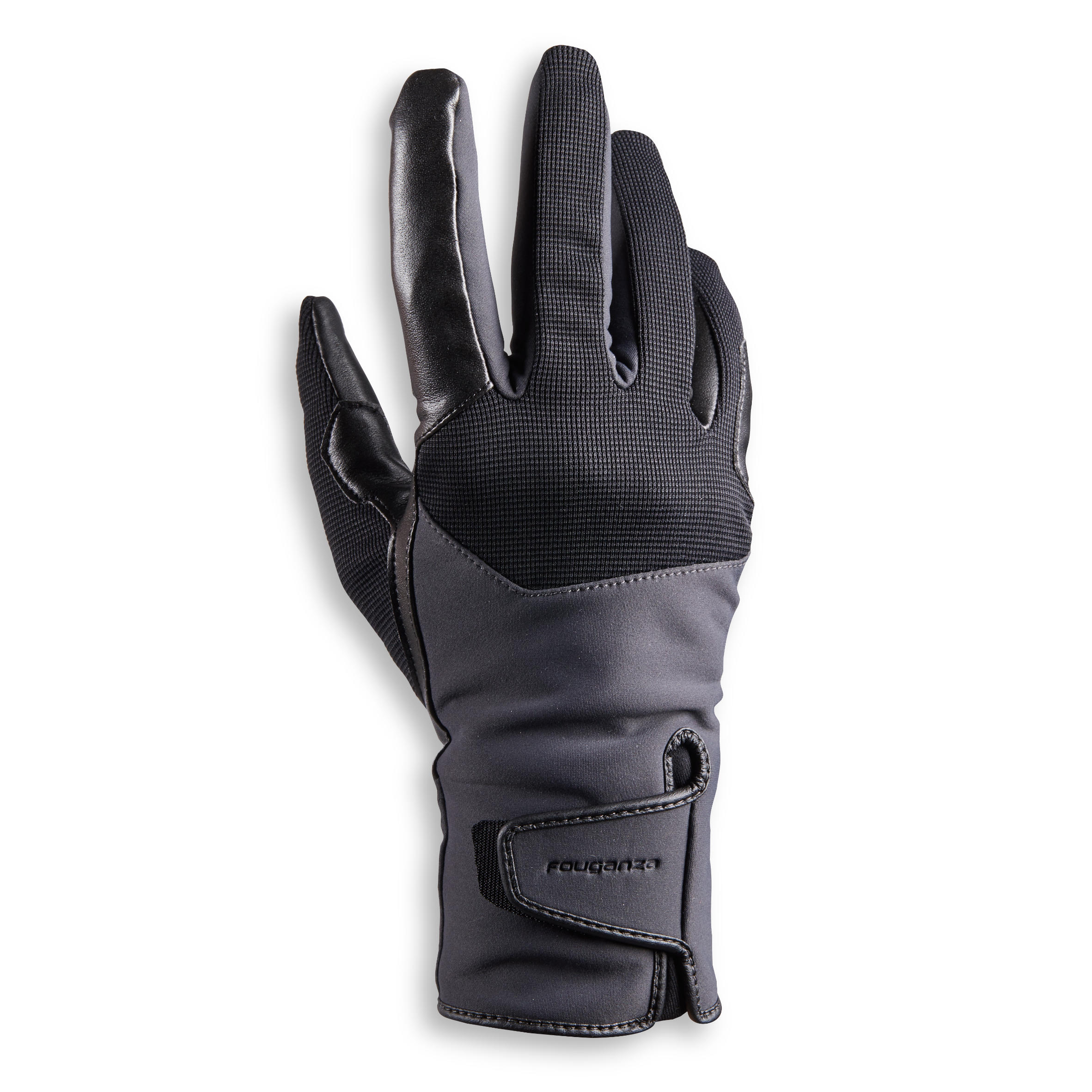 Women's Water-Repellent Horse Riding Gloves 560 Warm - Grey/Black 4/9