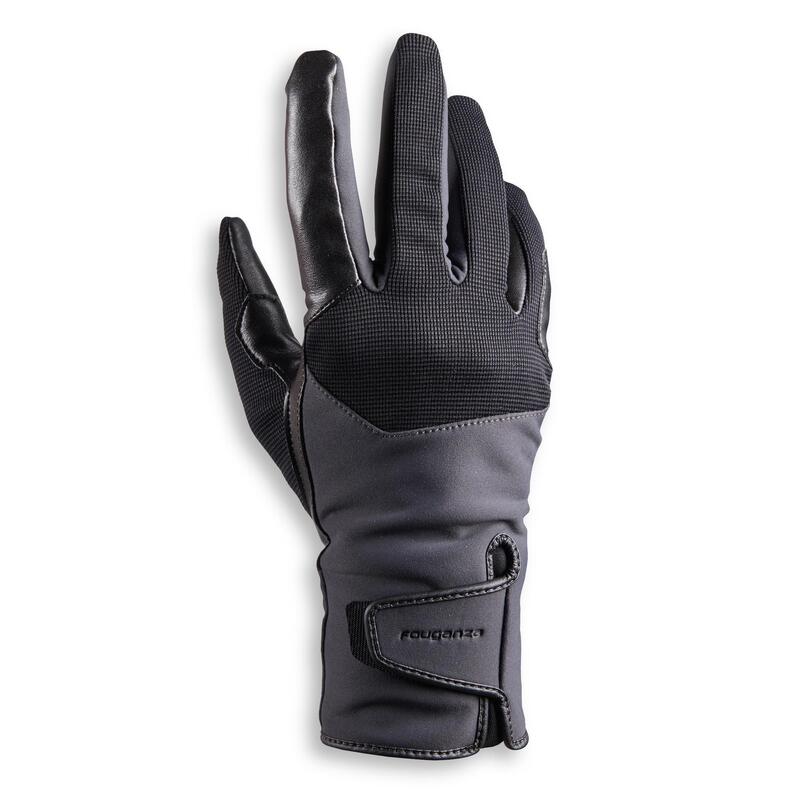 Gants d'équitation chauds et déperlants Femme - 560 WARM gris/noir