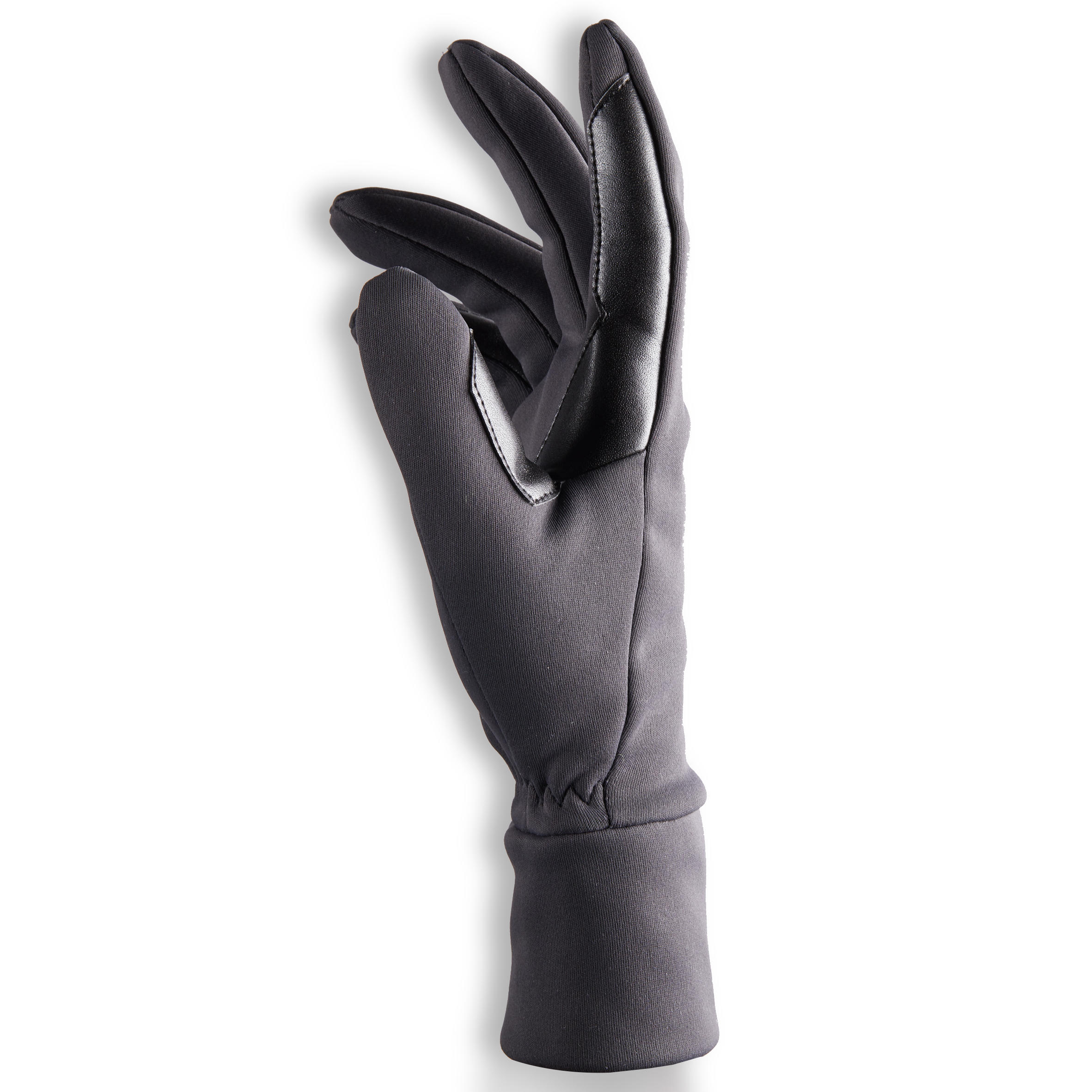 100 Warm Horseback Riding Gloves Dark Grey Carbon grey, black