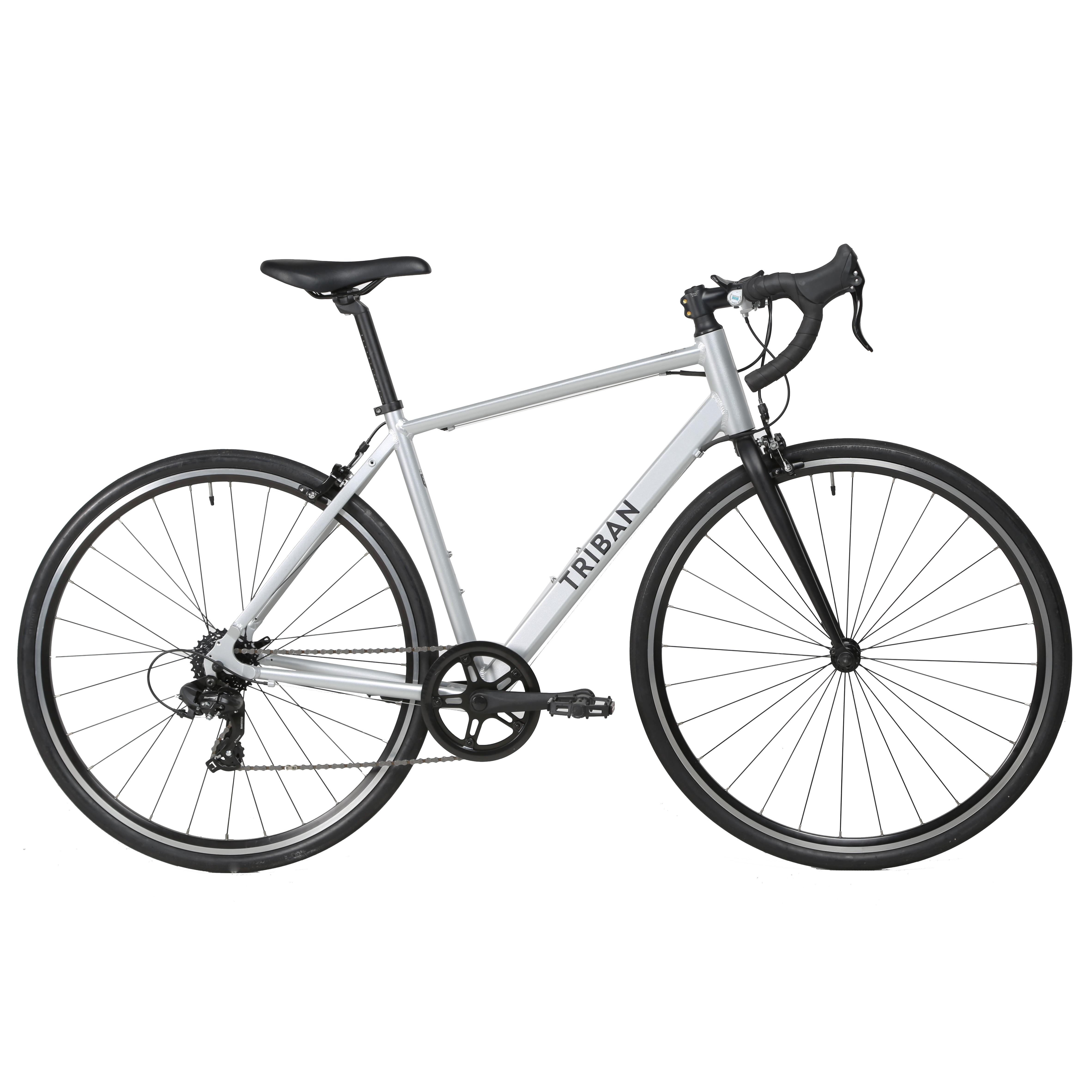 BICICLETA DE RUTA ARO 700 7 VELOCIDADES GRIS RC100 Decathlon