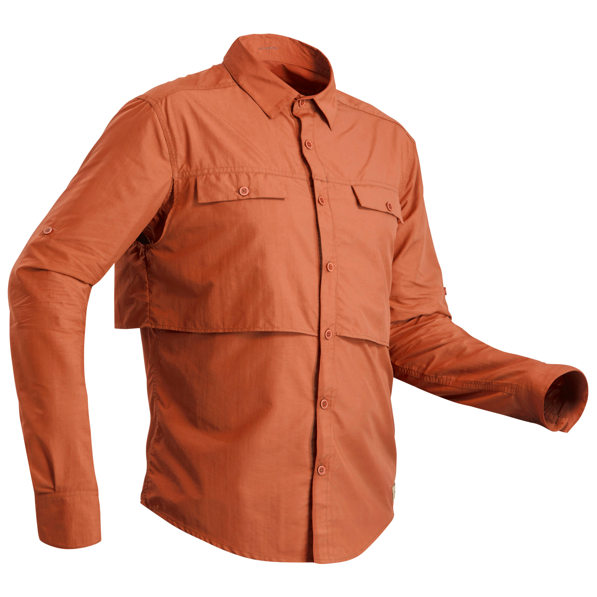 FORCLAZ Men's long sleeved anti-UV desert trekking shirt - DESERT 900 - Orange