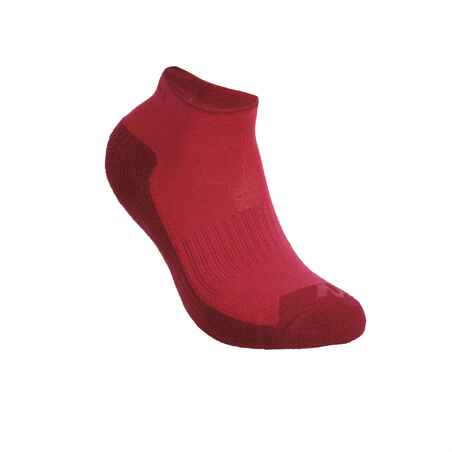 Kids’ hiking socks MH100 Pink/Grey packaged as 2 pairs