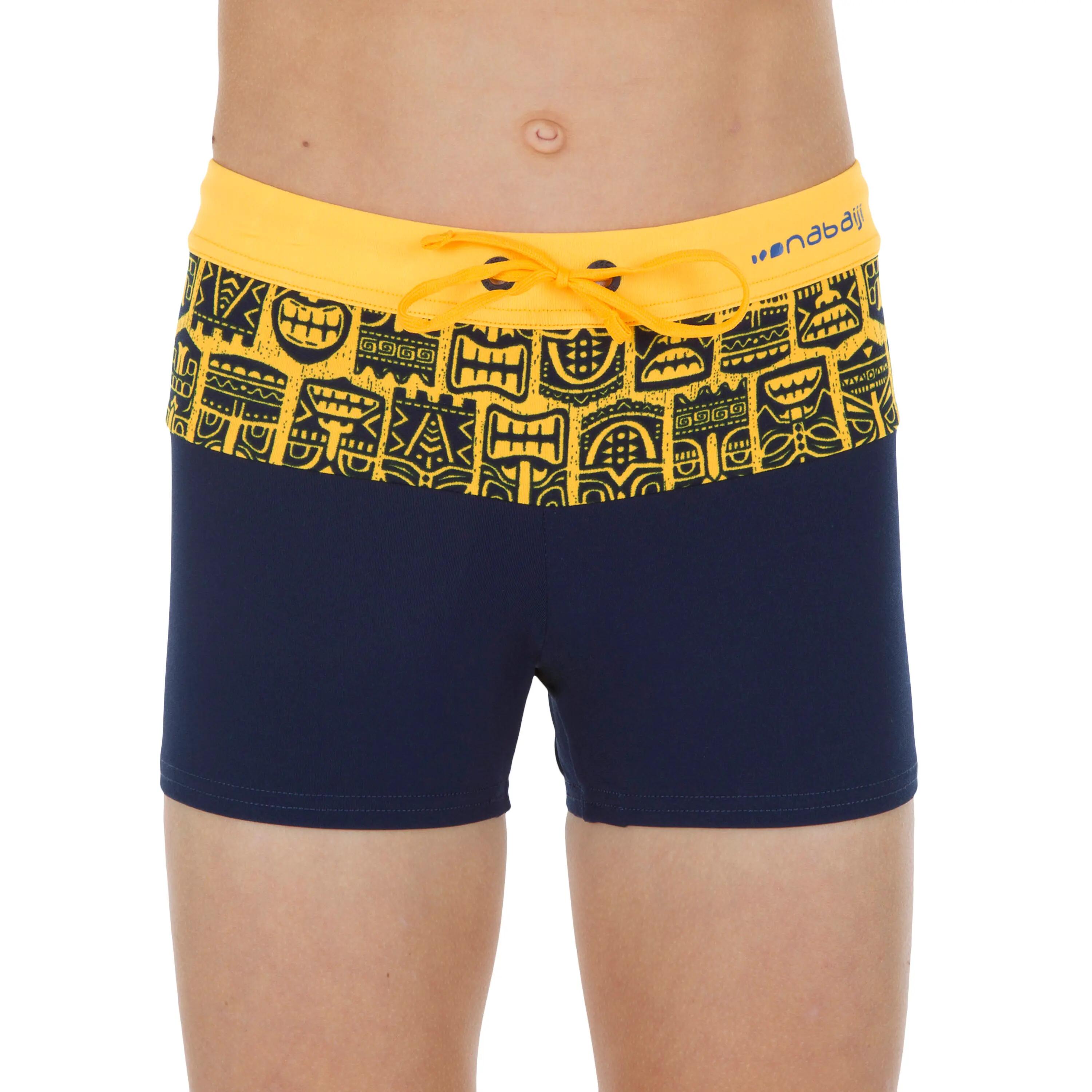 100 POOL BOY'S BOXER SWIMMING SHORTS - BLOCK TIKI YELLOW 2/5