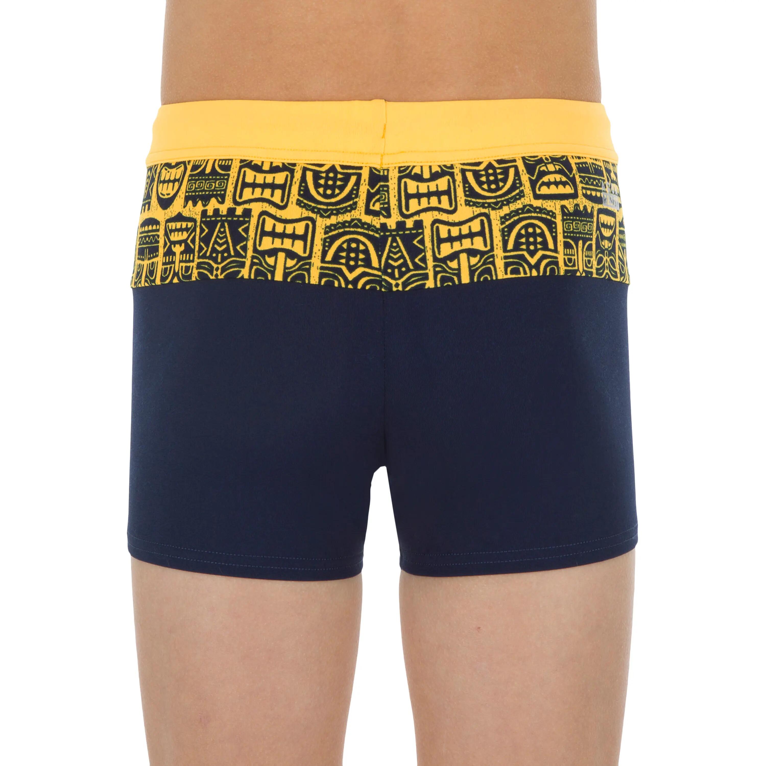100 POOL BOY'S BOXER SWIMMING SHORTS - BLOCK TIKI YELLOW 3/5