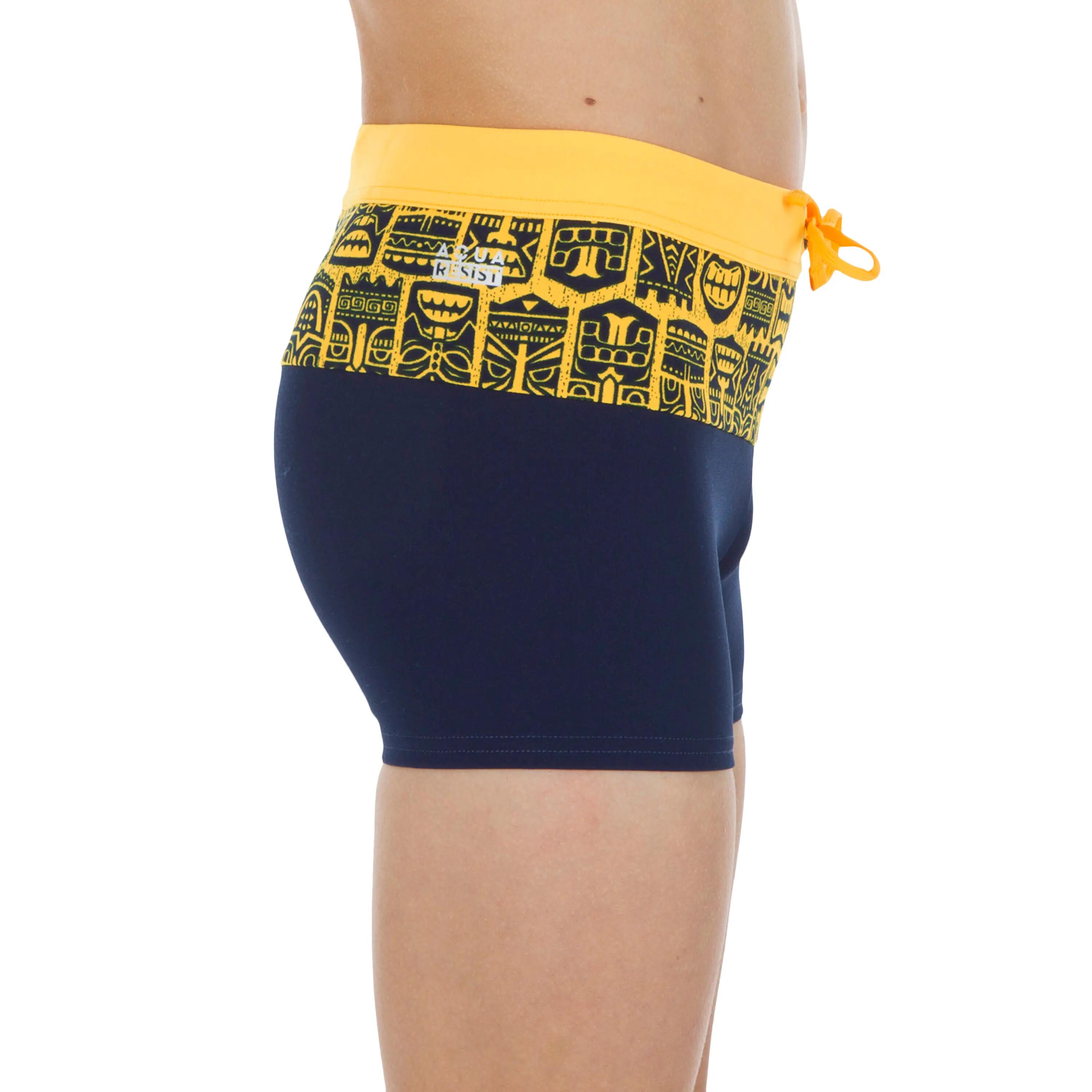 100 POOL BOY'S BOXER SWIMMING SHORTS - BLOCK TIKI YELLOW 4/5