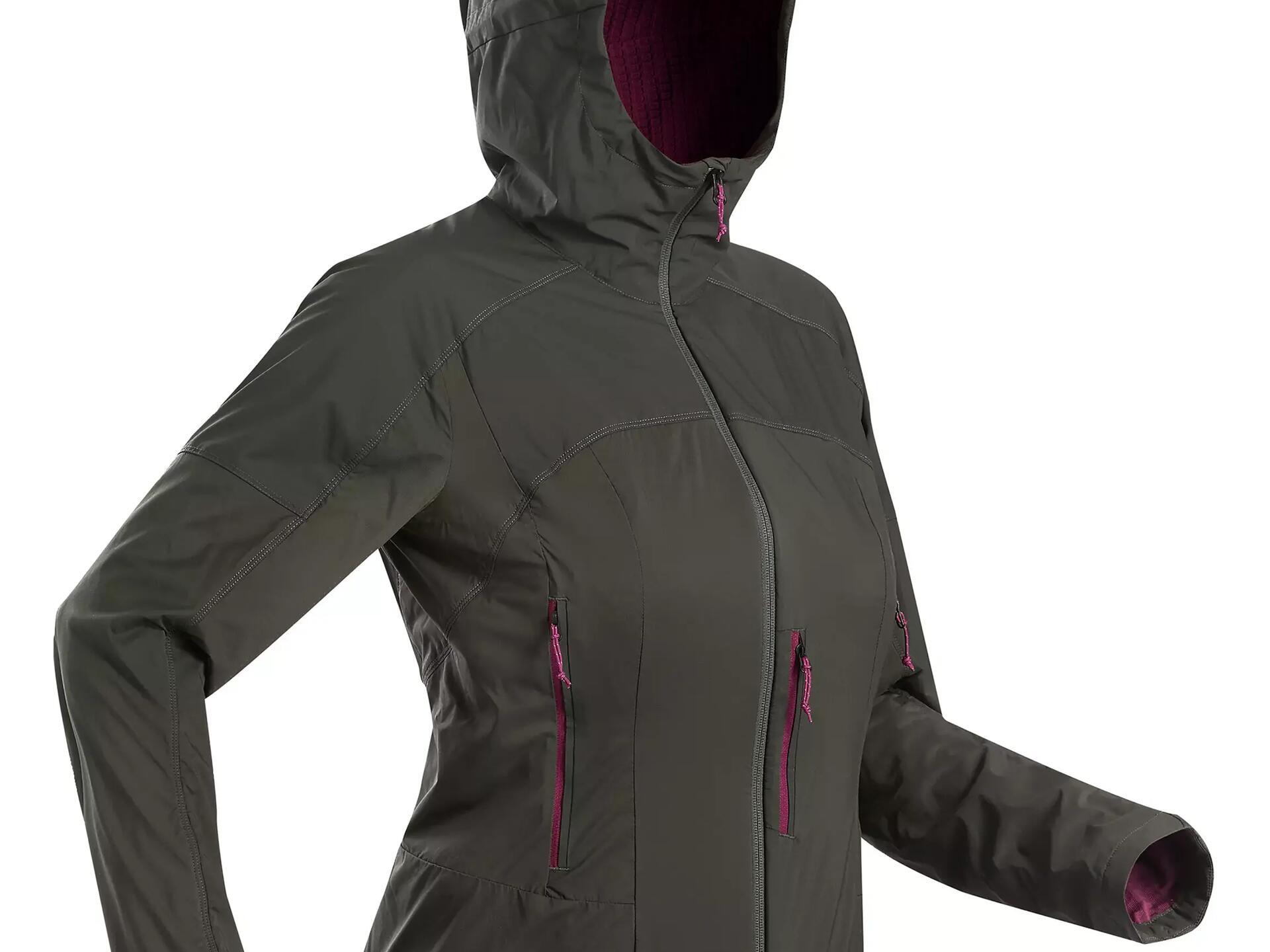 Jachetă softshell cu protecție împotriva vântului Trekking la munte MT900 Damă