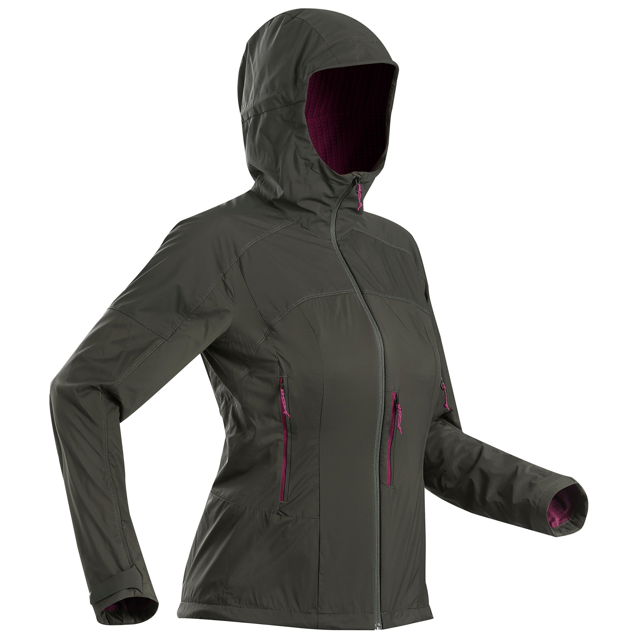 Jachetă Protecție vânt Softshell Trekking la munte MT900 Kaki Damă
