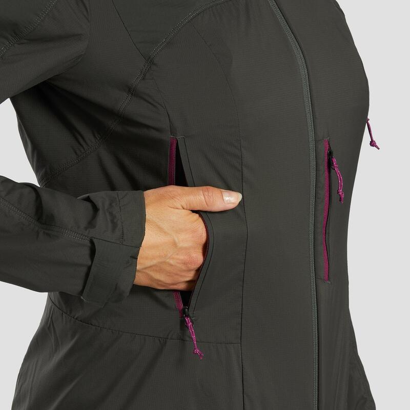 Casaco corta-vento softshell quente de Trekking Caqui - MT900 - Mulher