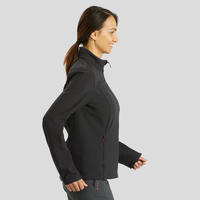 Softshell chaude coupe vent de trek montagne  - TREK 100 WINDWARM noir femme