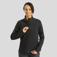 Softshell chaude coupe vent de trek montagne  - TREK 100 WINDWARM noir femme