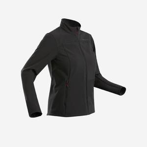 W Mountain Trekking Warm Softshell Windproof Jacket Trek 100 Windwarm - Black